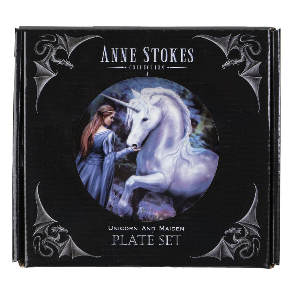 Anne Stokes Plates 4-Pack Unicorn and Maiden 0726549140631