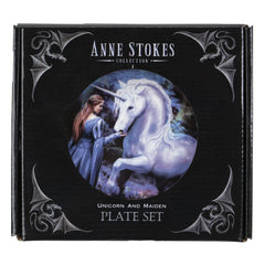 Anne Stokes Plates 4-Pack Unicorn and Maiden 0726549140631
