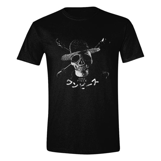 One Piece Live Action T-Shirt Greyscale Skull Size XL 5063376304061