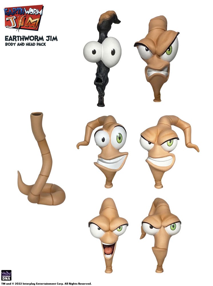 Earthworm Jim Accessory Pack Wave 1: Worm Body & Jim Heads 0653485997237