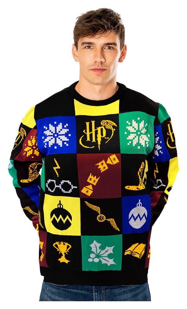 Harry Potter Christmas Sweater Deluxe Patchwork Knitted Size M 5054015499521