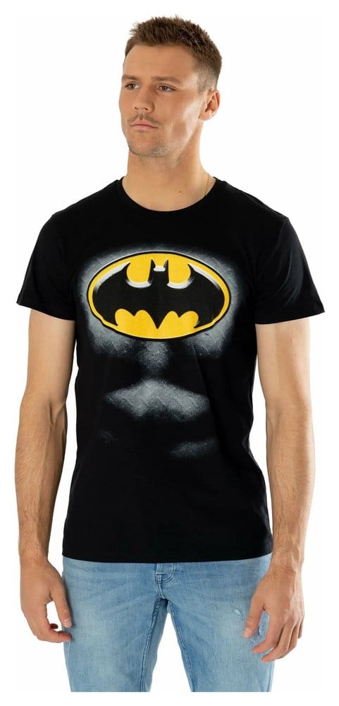 DC Comics T-Shirt Batman Logo Ripped Bevel Size L 5054015499163