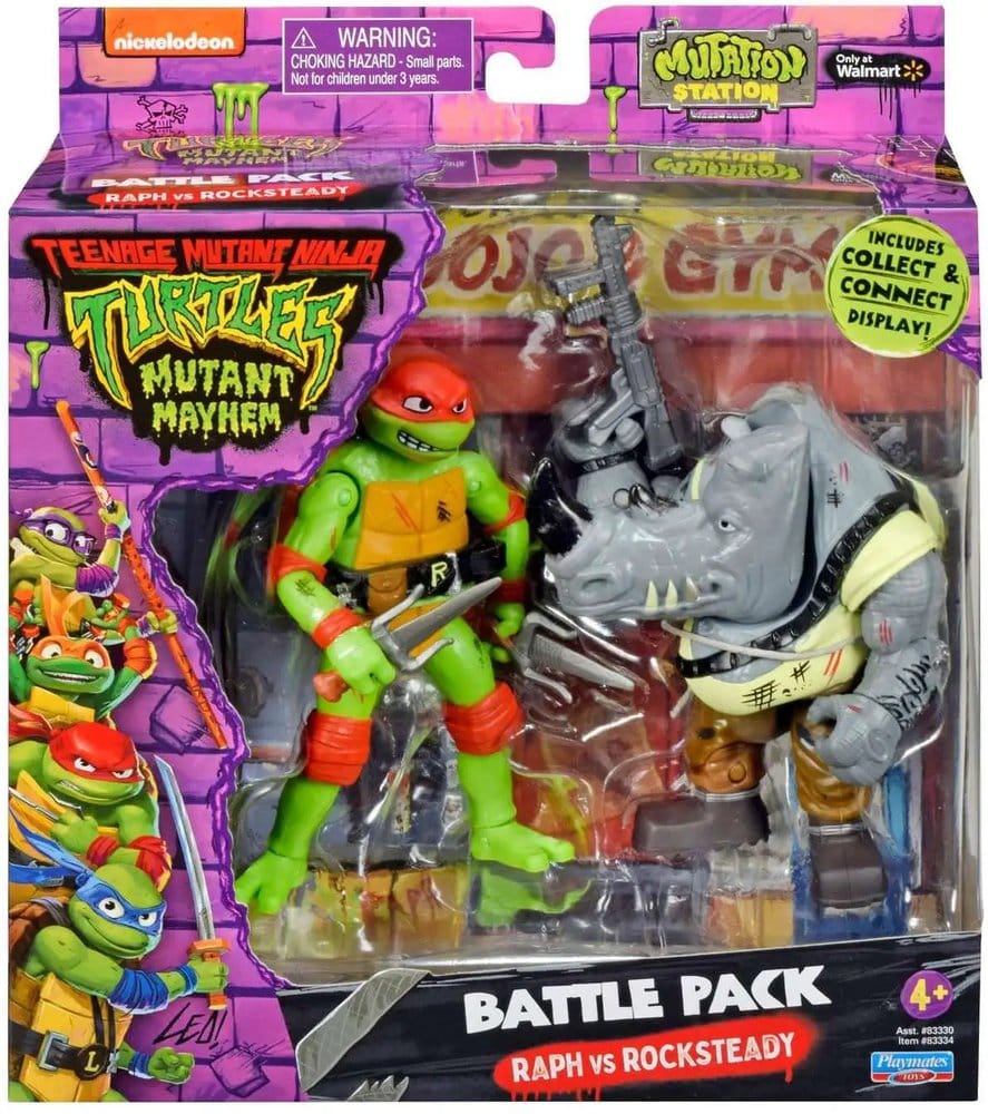 Teenage Mutant Ninja Turtles: Mutant Mayhem Battle Pack Action Figures Raphael vs. Rocksteady 11 cm 0043377833345