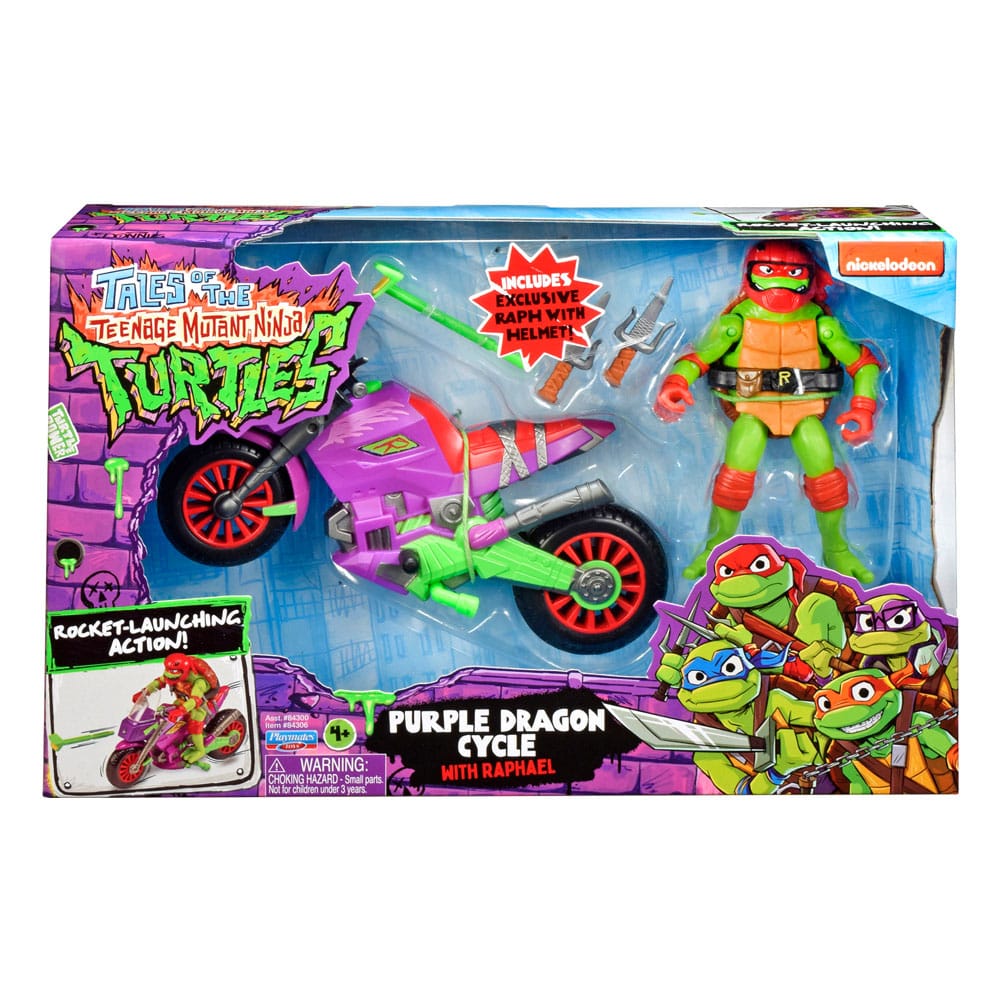 Tales of the Teenage Mutant Ninja Turtles Action Figure with Vehicle Raphael & Purple Dragon 12 cm 043377843061