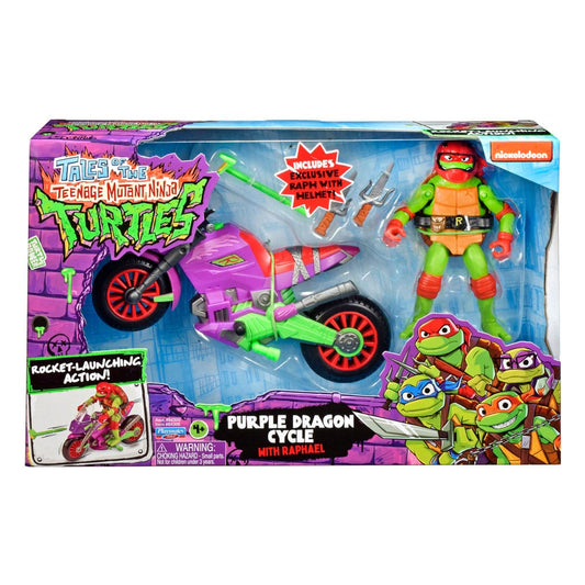 Tales of the Teenage Mutant Ninja Turtles Action Figure with Vehicle Raphael & Purple Dragon 12 cm 0043377843061