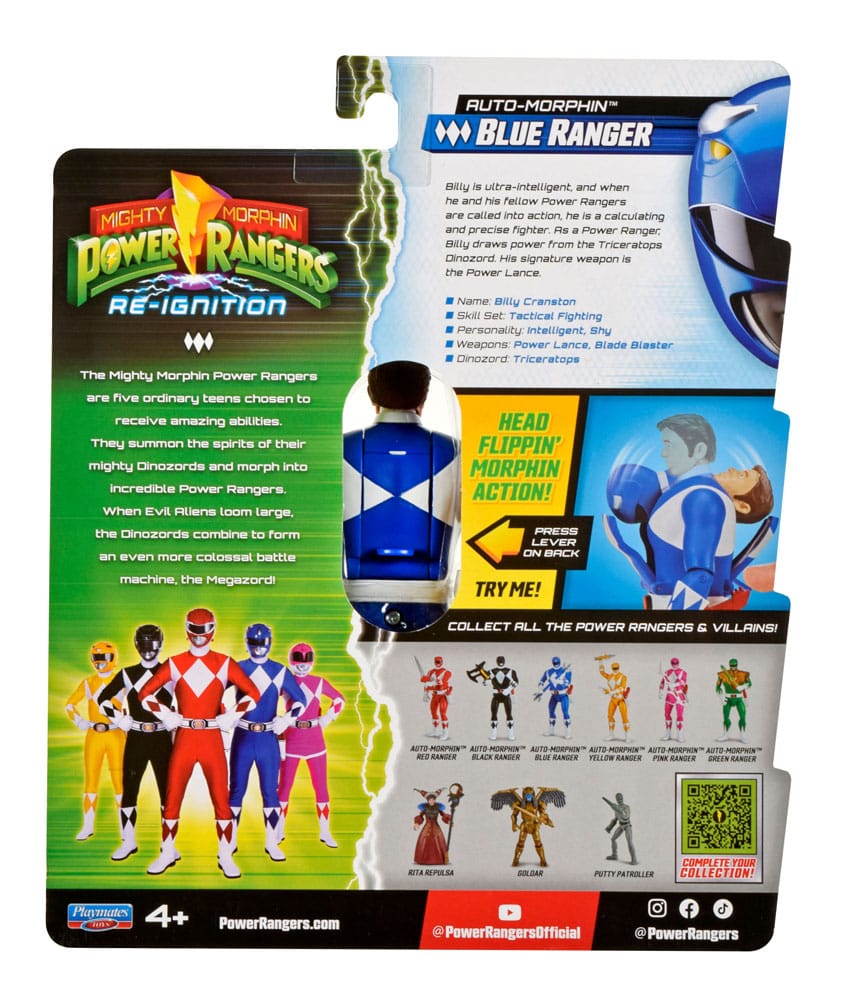 Mighty Morphin Power Rangers Action Figure Auto-Morphin Blue Ranger 12 cm 043377680413