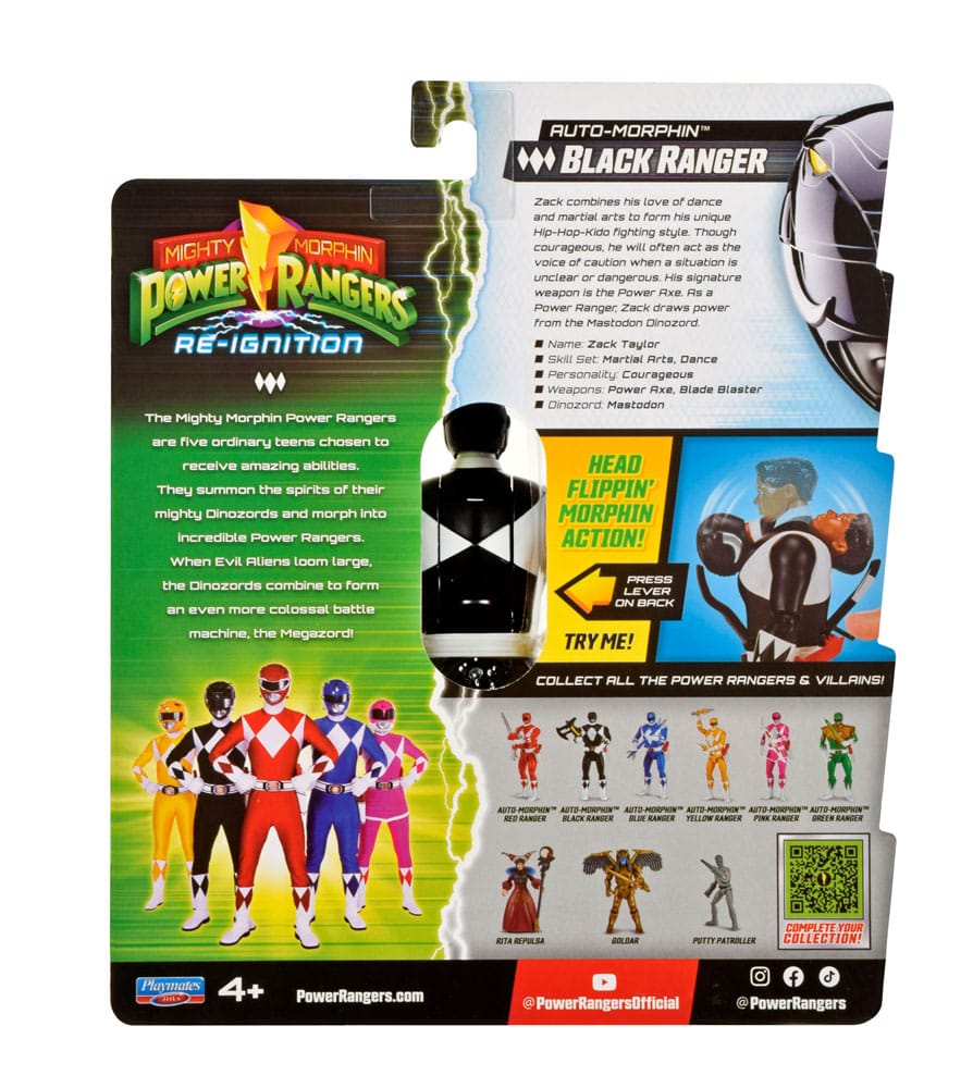 Mighty Morphin Power Rangers Action Figure Auto-Morphin Black Ranger 12 cm 0043377680468