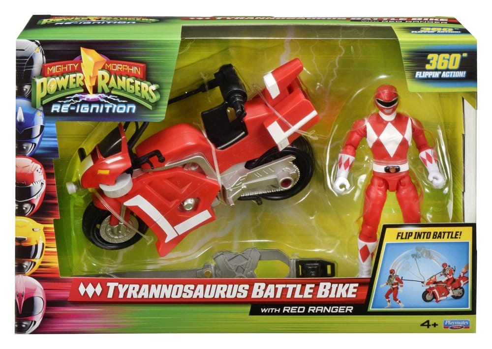 Mighty Morphin Power Rangers Battle Bike Vehicle Tyrannosaurus Rex with Red Ranger 18 cm 0043377686613