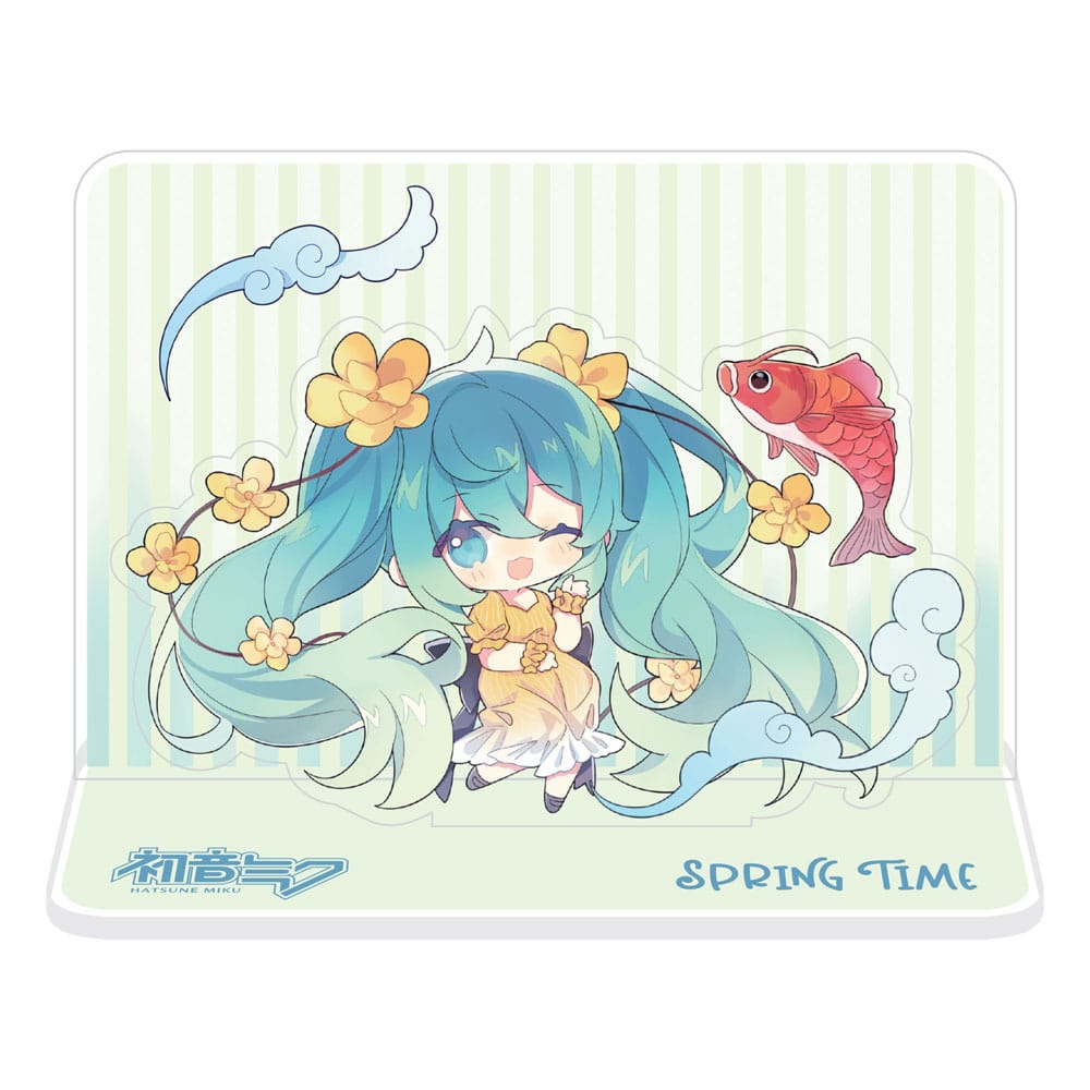 Hatsune Miku Acrylic Figure Standee Hatsune Miku Spring Time Chibi Miku with Koi 11 cm  6430063313344