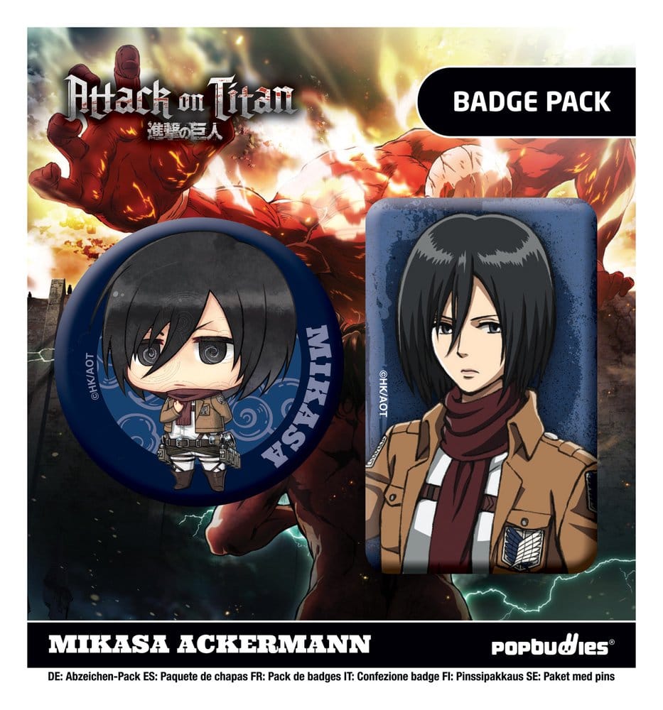 Attack on Titan Badges 2-Pack Mikasa Ackermann 6430063313405