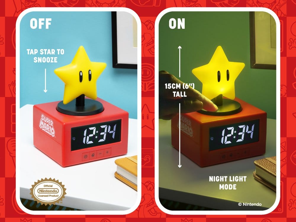 Super Mario Icon Alarm Clock Super Star 15 cm 5056577740868