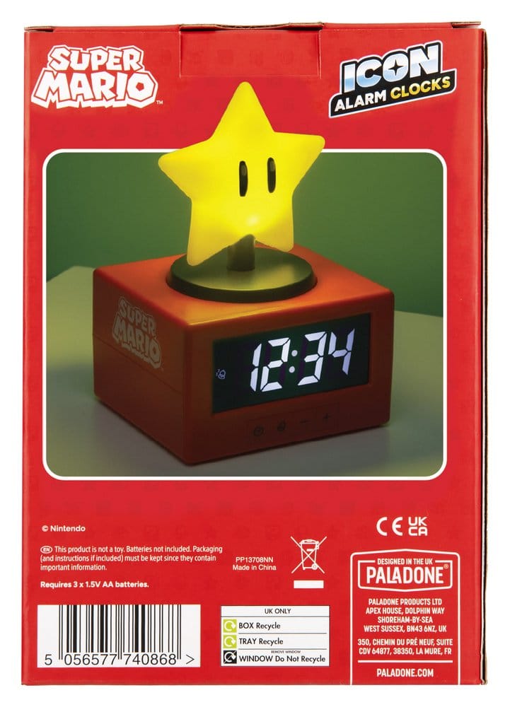 Super Mario Icon Alarm Clock Super Star 15 cm 5056577740868