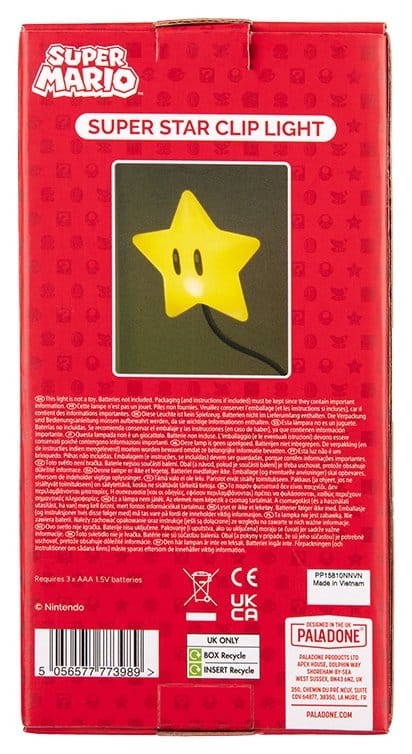 Super Mario Light Super Star Clip 33 cm 5056577773989