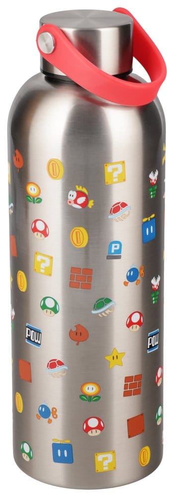 Super Mario Metal Water Bottle with Carry Loop 5056577774849