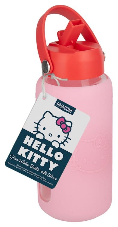 Sanrio Glass Water Bottle Hello Kitty with Sleeve 5056577776980
