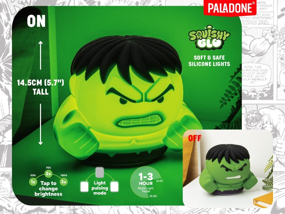 Marvel Universe SquishyGlo Silicon Light Hulk Rechargeable 15 cm 5056577779387