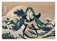 Katsushika Hokusai x Hatsune Miku Acrylic Panel Thirty-six Views of Mount Fuji The Great Wave off Kanagawa 30 cm 4580781043497
