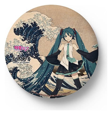 Hatsune Miku x Katsushika Hokusai iXima Large Pinback Button The Great Wave off Kanagawa/Fine Wind, Clear Morning Box Case (2) 4580781044838
