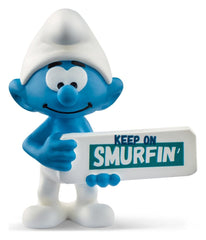 The Smurfs Mini-Figure Smurf with a Sign (Keep on Smurfin') 5 cm 4059433730202