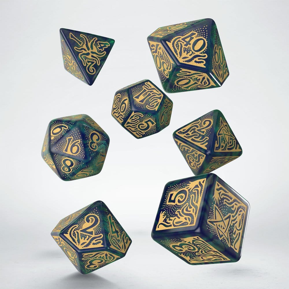 Call of Cthulhu 7th Edition Dice Set of 7 Blue-green & Gold 5907699499076