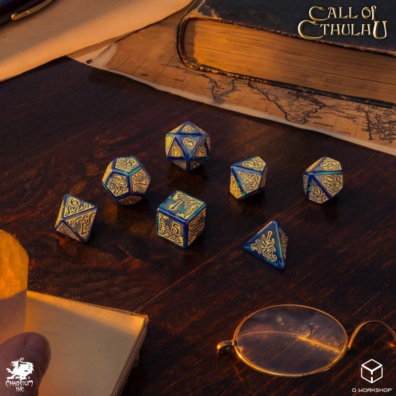 Call of Cthulhu 7th Edition Dice Set of 7 Blue-green & Gold 5907699499076