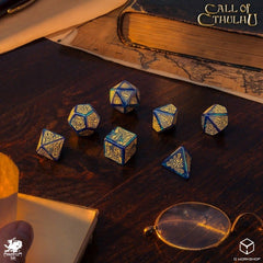 Call of Cthulhu 7th Edition Dice Set of 7 Blue-green & Gold 5907699499076