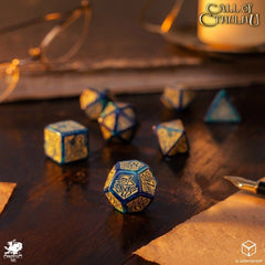Call of Cthulhu 7th Edition Dice Set of 7 Blue-green & Gold 5907699499076