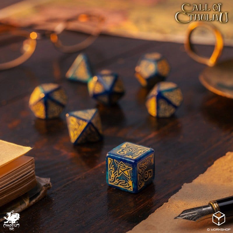Call of Cthulhu 7th Edition Dice Set of 7 Blue-green & Gold 5907699499076