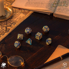 Call of Cthulhu 7th Edition Dice Set of 7 Blue-green & Gold 5907699499076