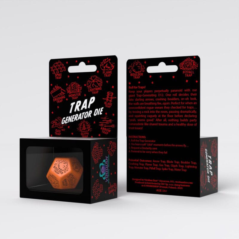 Viridian Jumbo Dice Trap Generator Die D12 Orange 5907699498598