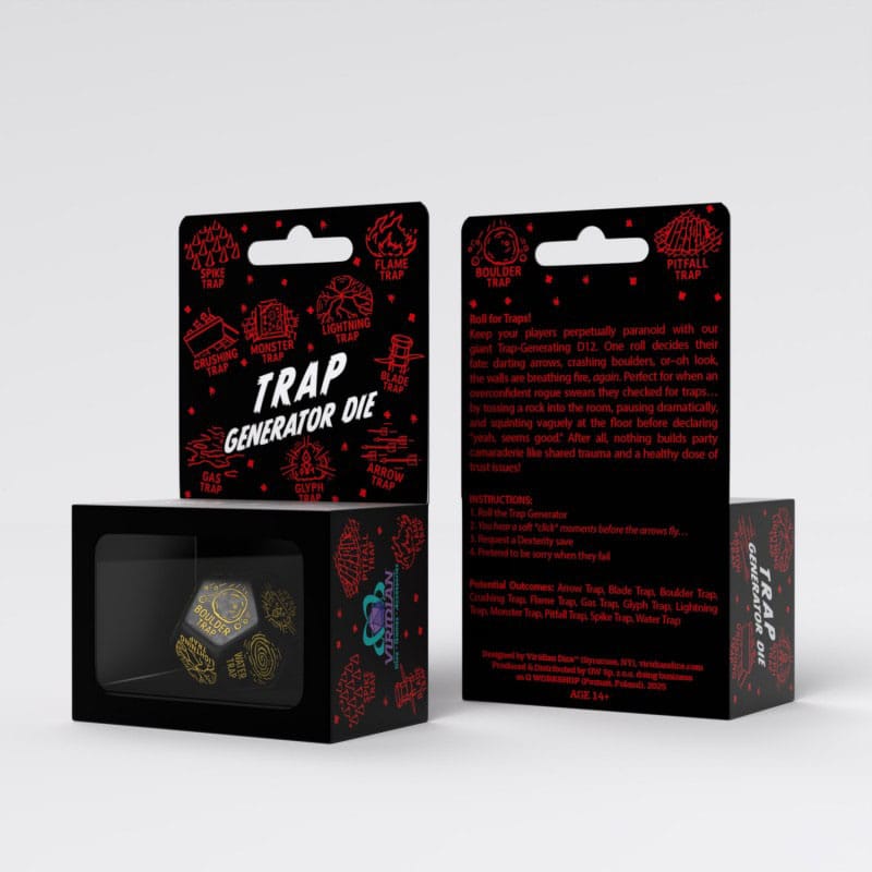 Viridian Jumbo Dice Trap Generator Die D12 Black  5907699498604