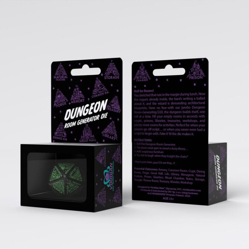 Viridian Jumbo Dice Dungeon Room Generator D20 Black  5907699498659