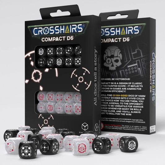 Crosshairs Compact D6 Dice Set Black&Pearl (2 5907699497362