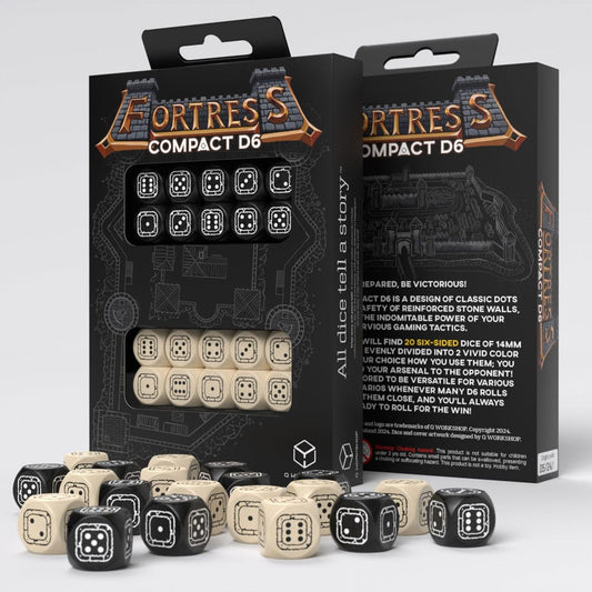 Fortress Compact D6 Dice Set Black&Beige (20) 5907699497393