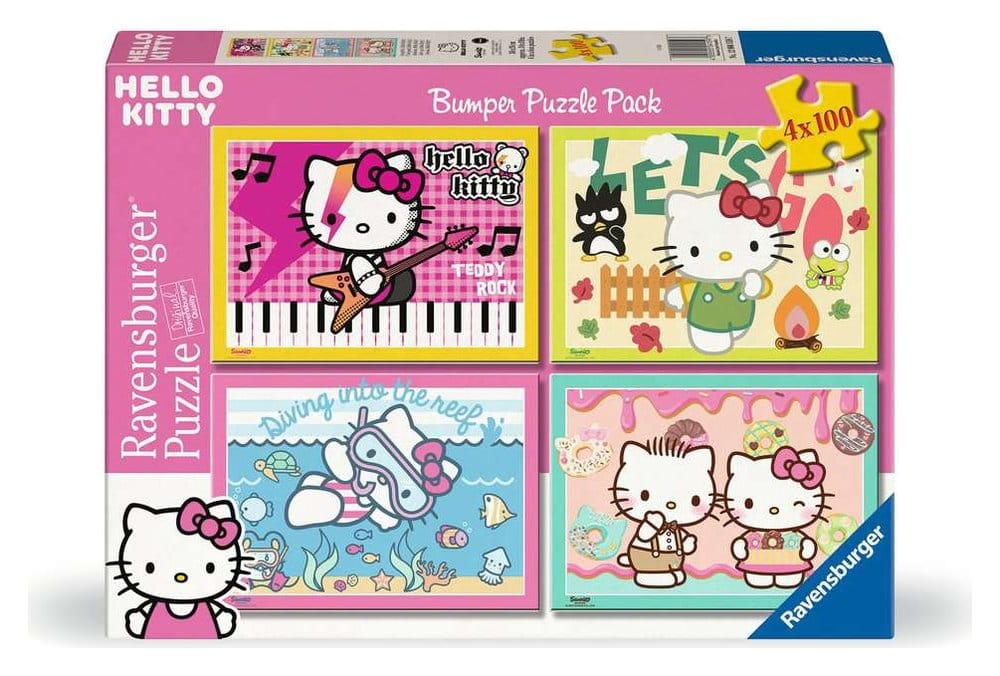 Hello Kitty Puzzle 4-Pack Let's Go, Hello Kitty! (4x100 Pieces) 4005555041597