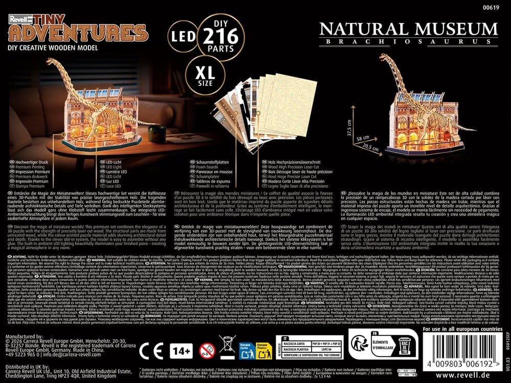 Revell Tiny Adventures Natural Museum 3D Wooden Puzzle Brachiosaurus Skeleton 58 cm 4009803006192