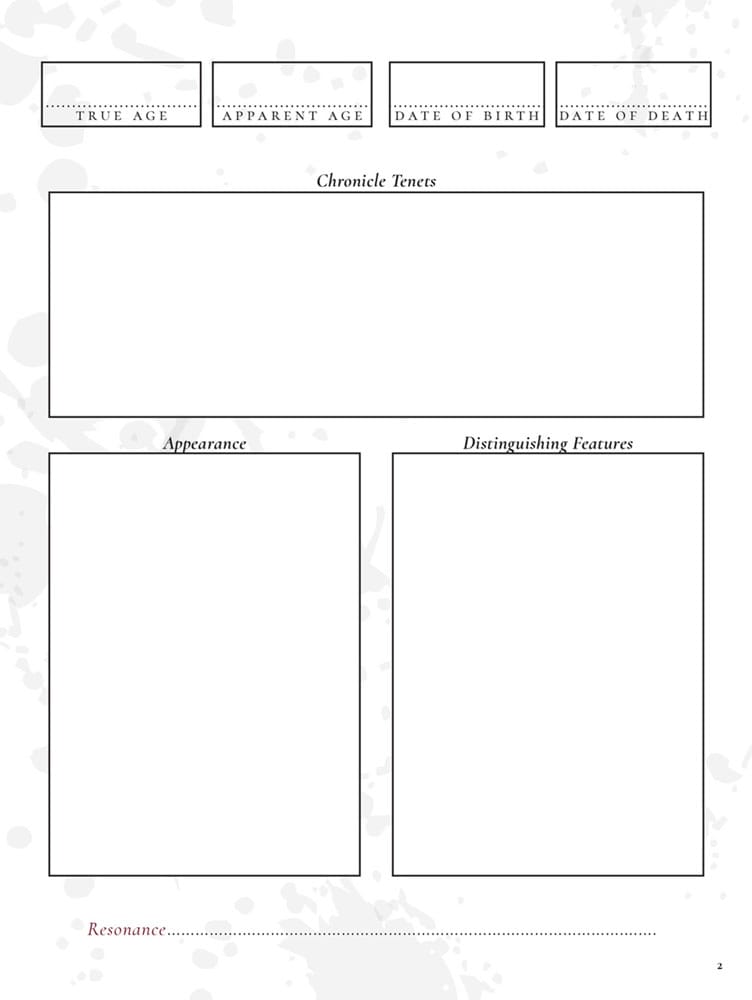 Vampire: The Masquerade 5th Edition RPG Journal Expanded Character Sheet Journal *Englische Version* 9781957311036