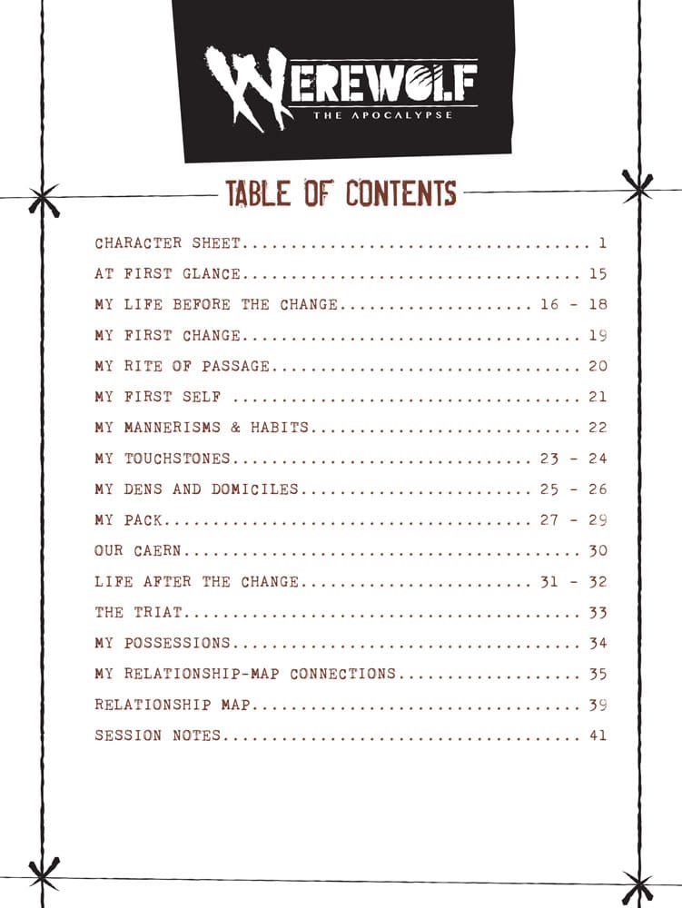 Werewolf: The Apocalypse 5th Edition RPG Journal Expanded Character Sheet Journal *Englische Version* 9781957311449