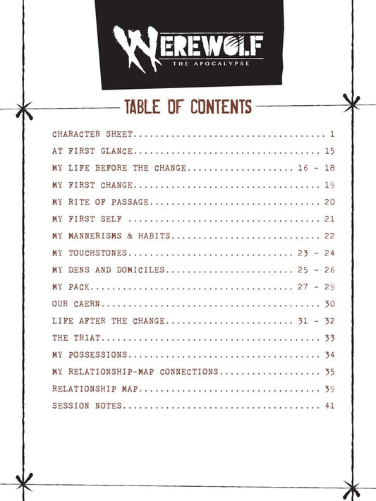 Werewolf: The Apocalypse 5th Edition RPG Journal Expanded Character Sheet Journal *Englische Version* 9781957311449