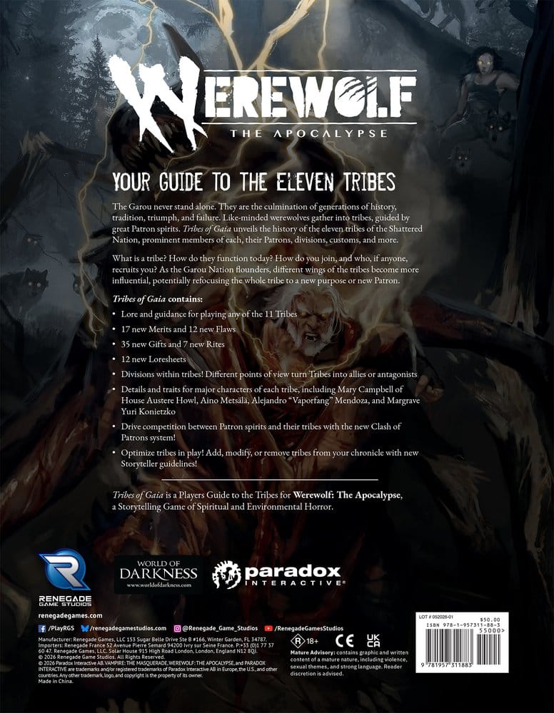 Werewolf: The Apocalypse 5th Edition RPG book Tribes of Gaia *English Version* 9781957311883