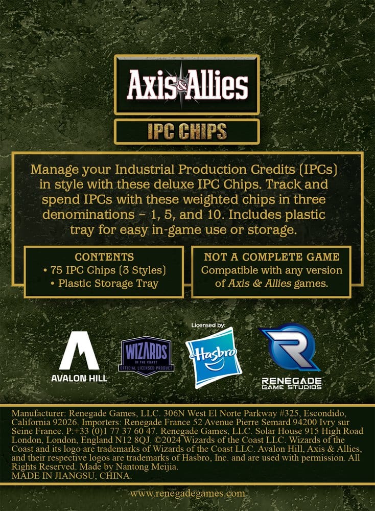Avalon Hill board game Axis & Allies: IPC Chips Extension 0810011726918