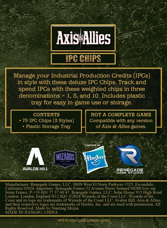 Avalon Hill board game Axis & Allies: IPC Chips Extension 0810011726918