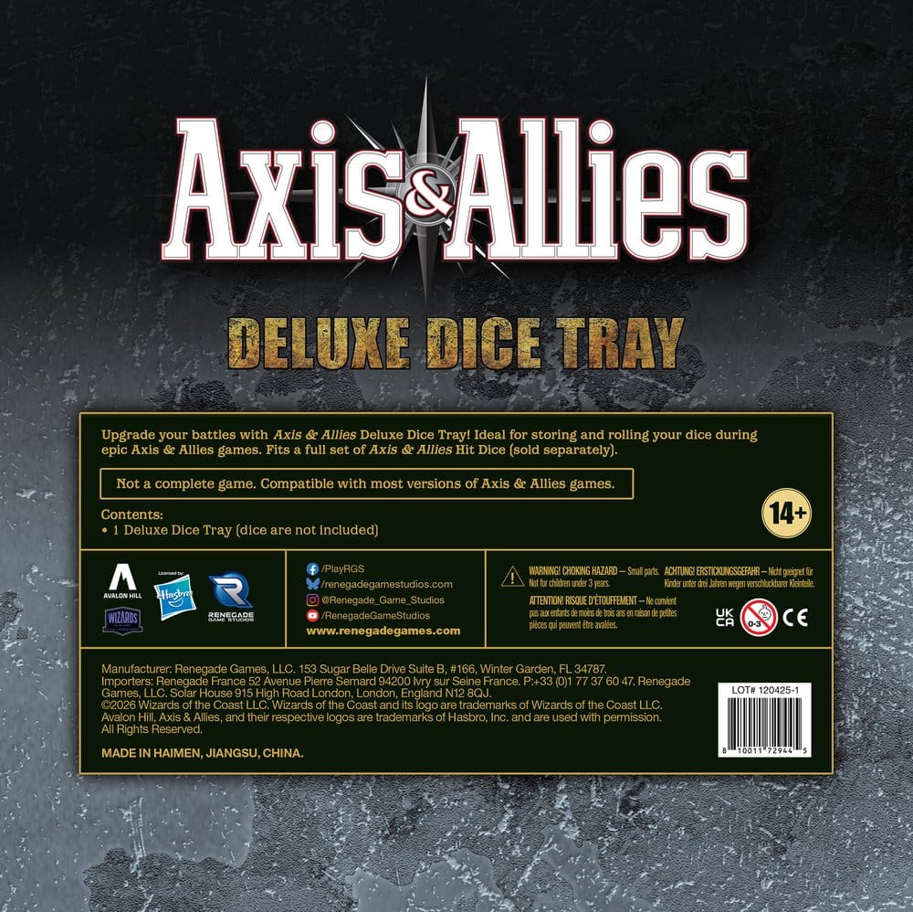 Axis & Allies Deluxe Würfelschale *Englische Version*Axis & Allies Deluxe Dice Tray *English Version*Axis & Allies Piste à dés Deluxe *ANGLAIS*Axis & Allies Bandeja de dados Deluxe *Edición Inglés* 0810011729445