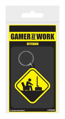Gamer At Work Rubber Keychain Caution Sign 6 Cm - Amuzzi