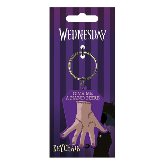 Wednesday Rubber Keychain Give Me A Hand 5050293394763