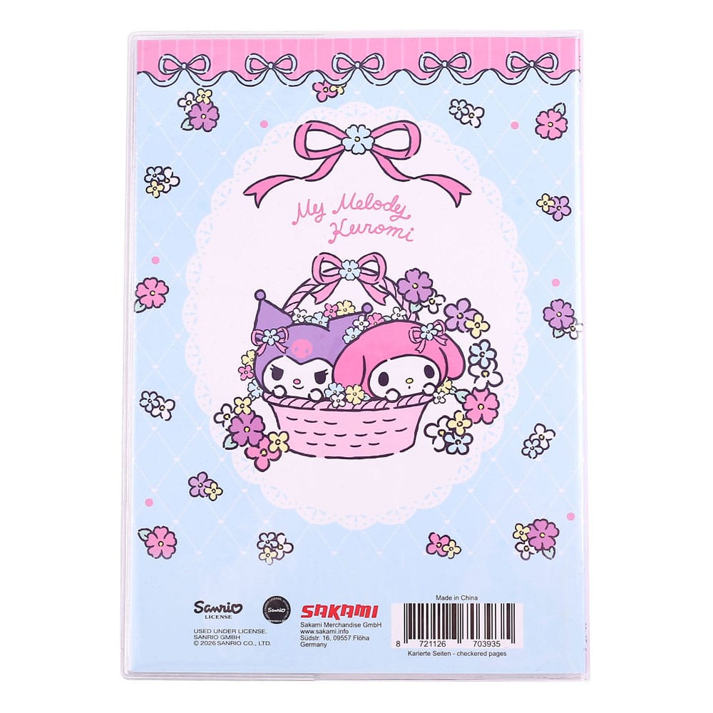 Sanrio Notebook Kuromi & My Melody Pastel Flower Holographic Checkered 8721126703935