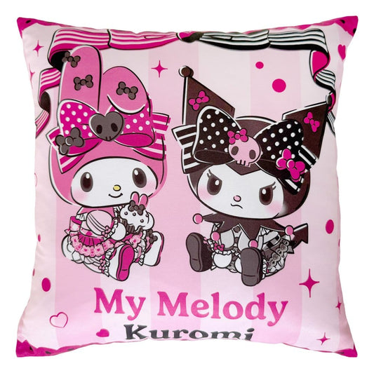 Sanrio Pink Black Party Series Pillow Kuromi & My Melody 35 x 35 cm  8721126704727