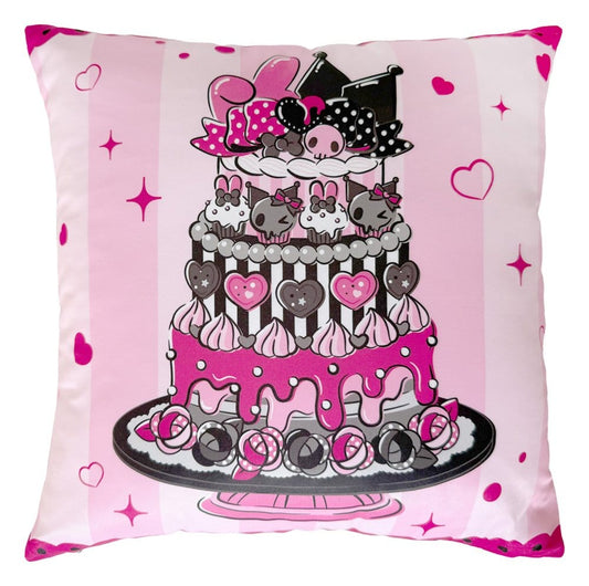 Sanrio Pink Black Party Series Pillow Kuromi & My Melody 35 x 35 cm  8721126704727