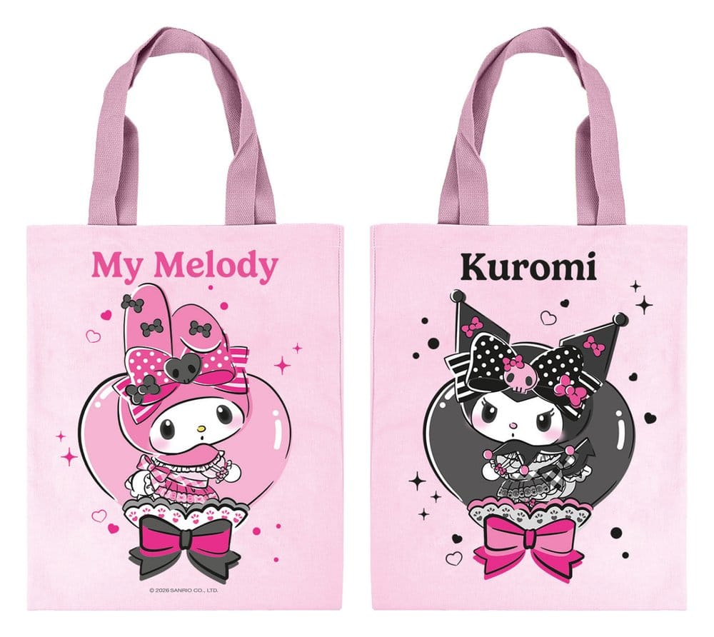 Sanrio Pink Black Party Series Tote Bag My Melody & Kuromi 8721126704840