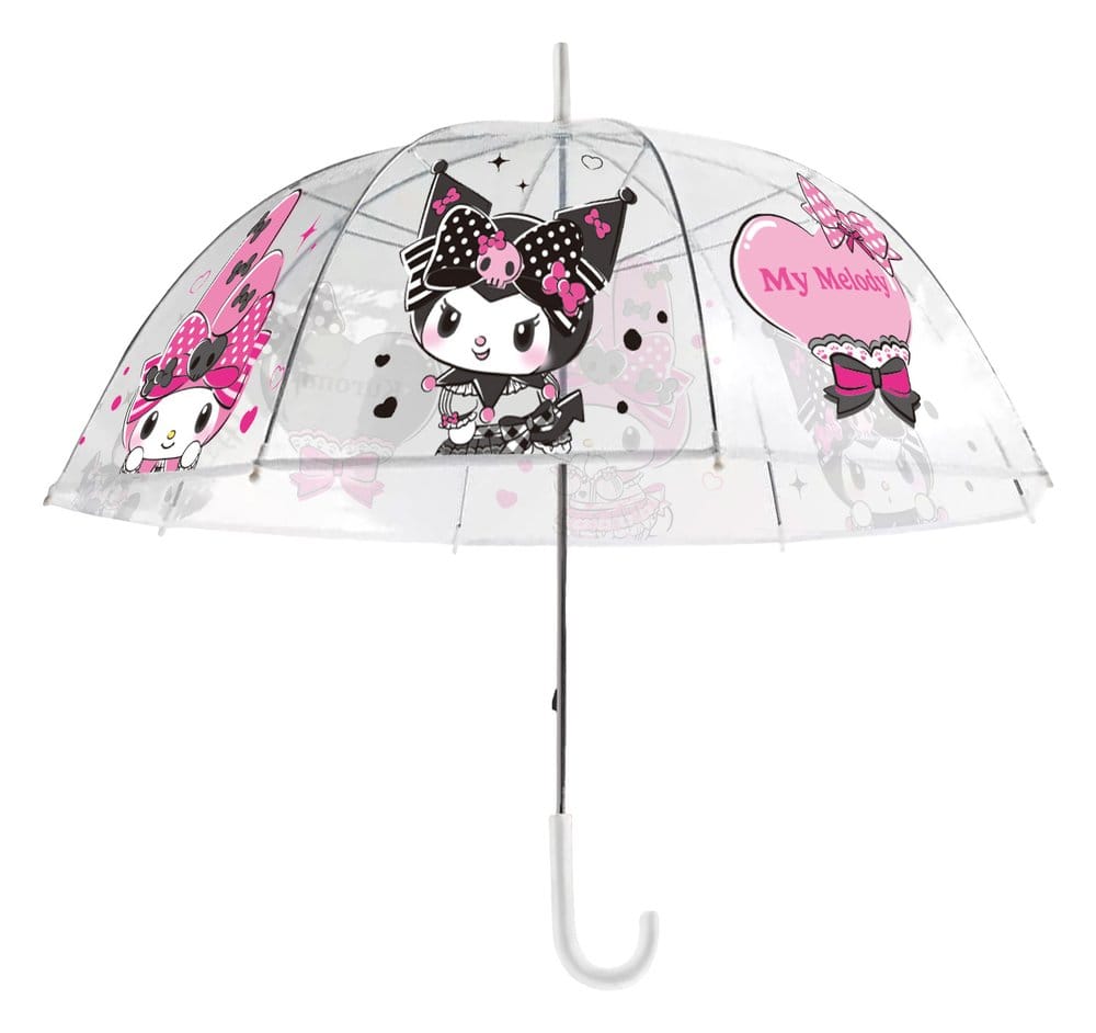 Sanrio Pink Black Party Series Umbrella Kuromi & My Melody Transparent   8721126704857